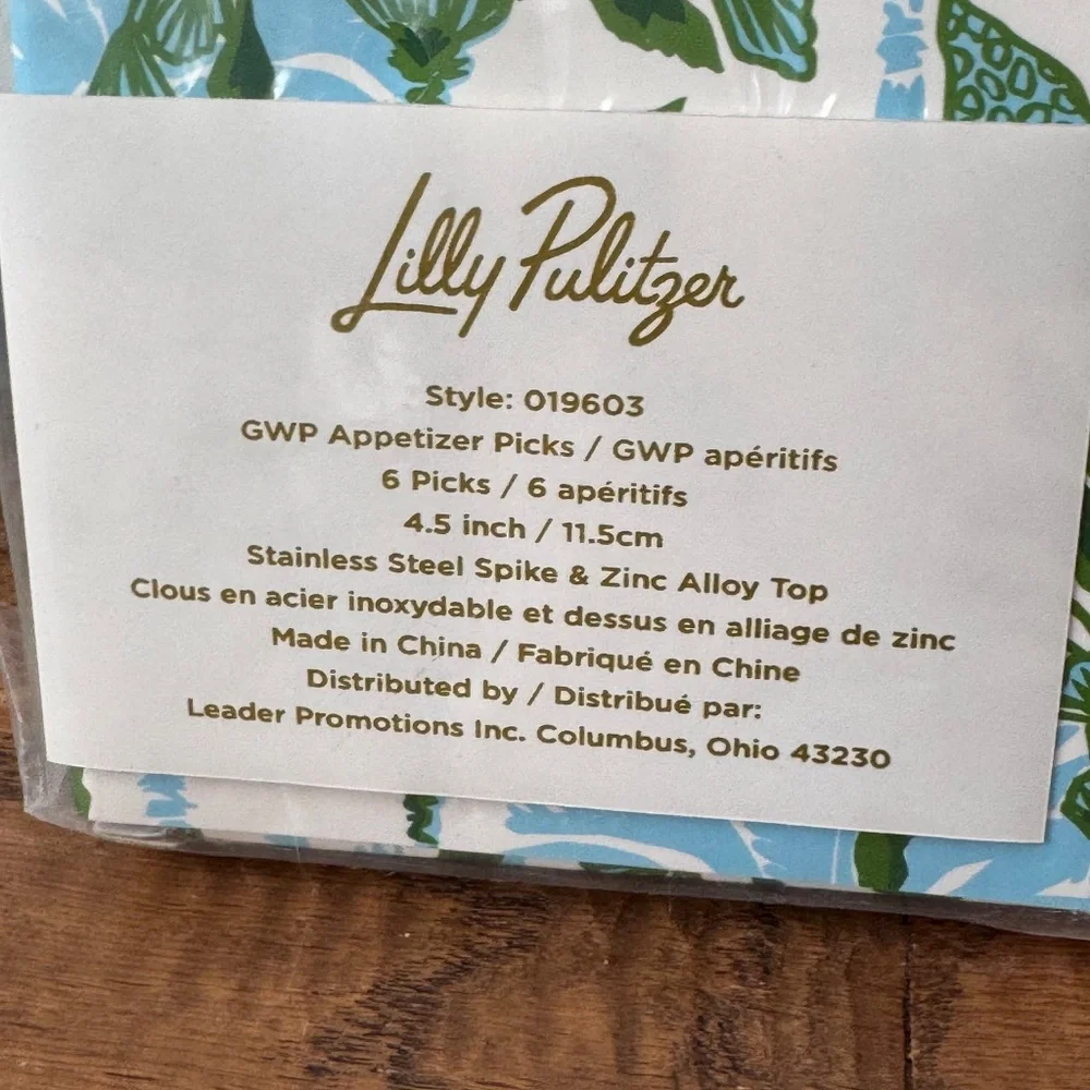 New In Box Lilly Pulitzer Appetizer Picks Palm‎ Beach Pineapple Elephant C